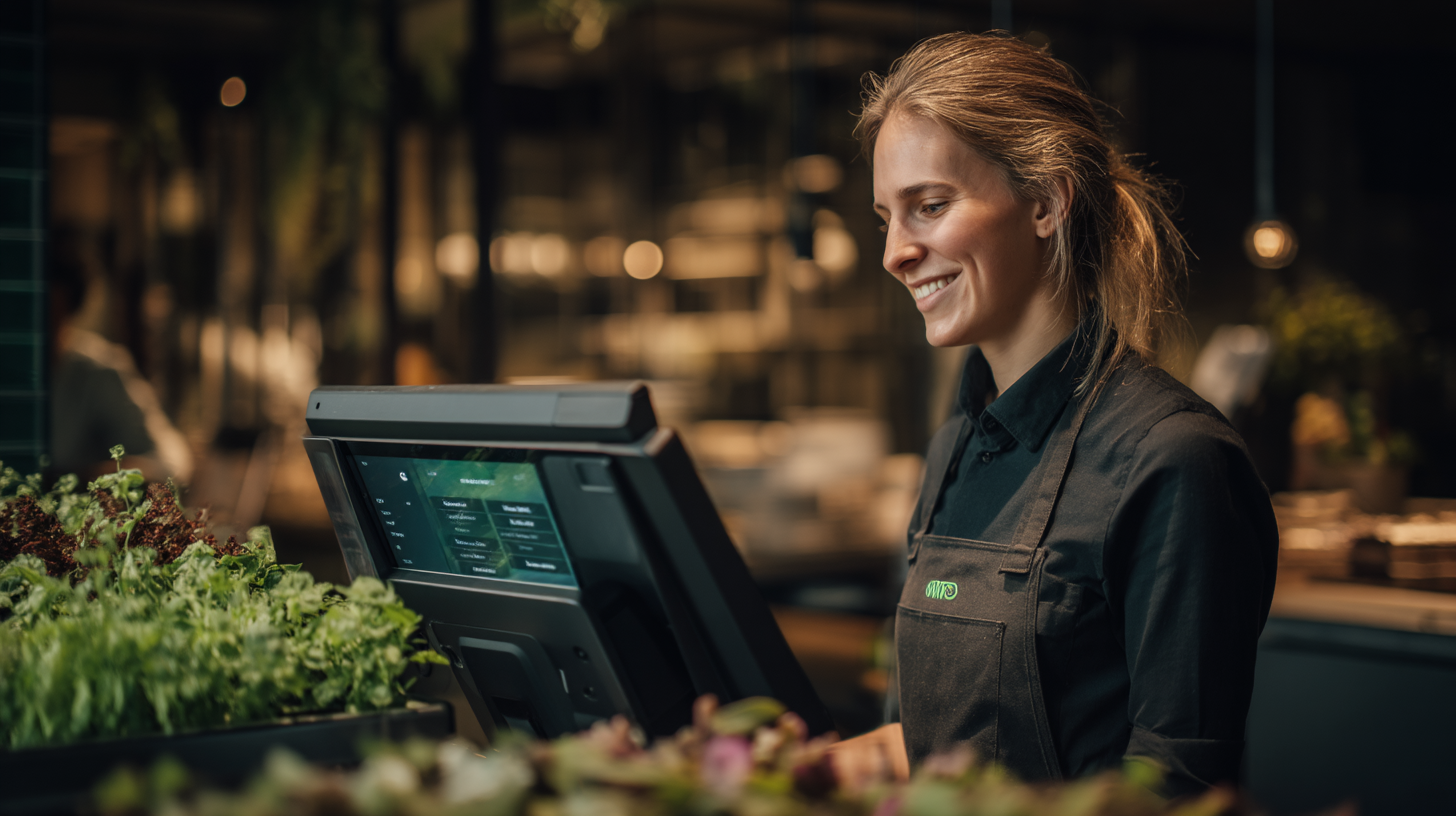 Frontline operator engaging with a point-of-sale terminal in a fresh-food environment